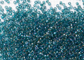 Бисер Япония круглый 11/0 10г 0167BD изумруд, радужный прозрачный