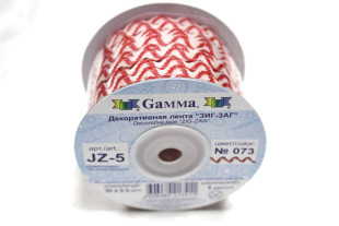 Тесьма отделочная "ЗИГ-ЗАГ" 5 мм 30 м №073 красный/белый